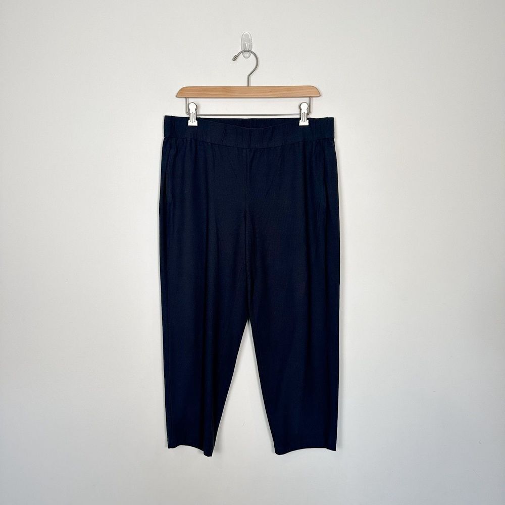 Eileen Fisher Washable Stretch Crepe Slim Cropped Pant Sz Medium Graphite
